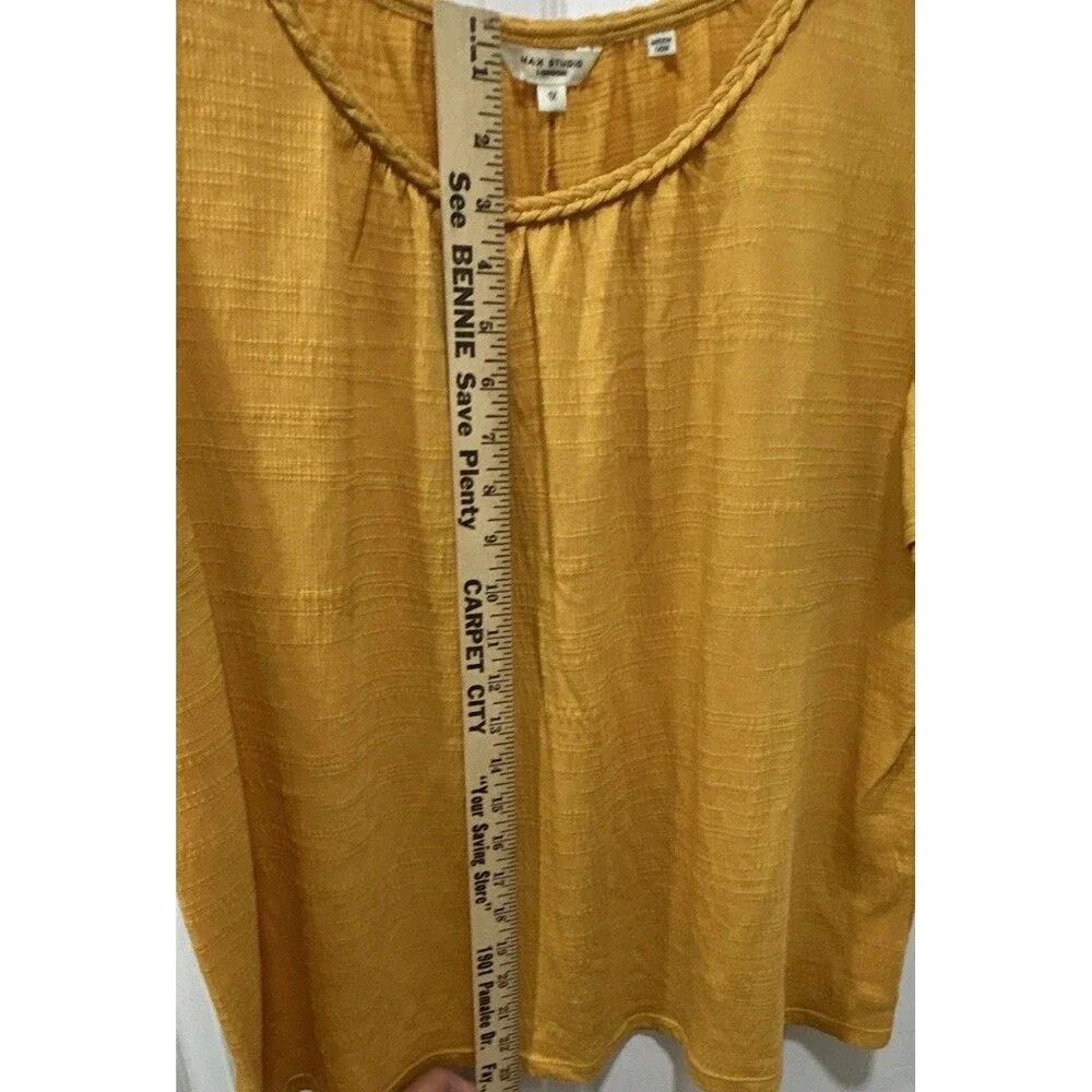 Max Studio London Yellow Knit Round Neck Short Sleeve Pullover Blouse 1X 0084 - Picture 6 of 12